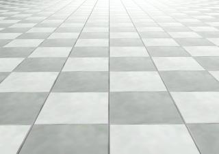 close up image of checkered tile flooring